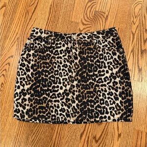 GANNI leopard-print denim mini skirt
